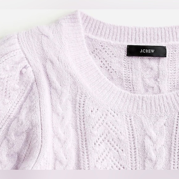 NWOT. J.Crew Pointelle Cable-Knit Crewneck Sweater in Ashen Quartz. Size S. - Picture 2 of 6